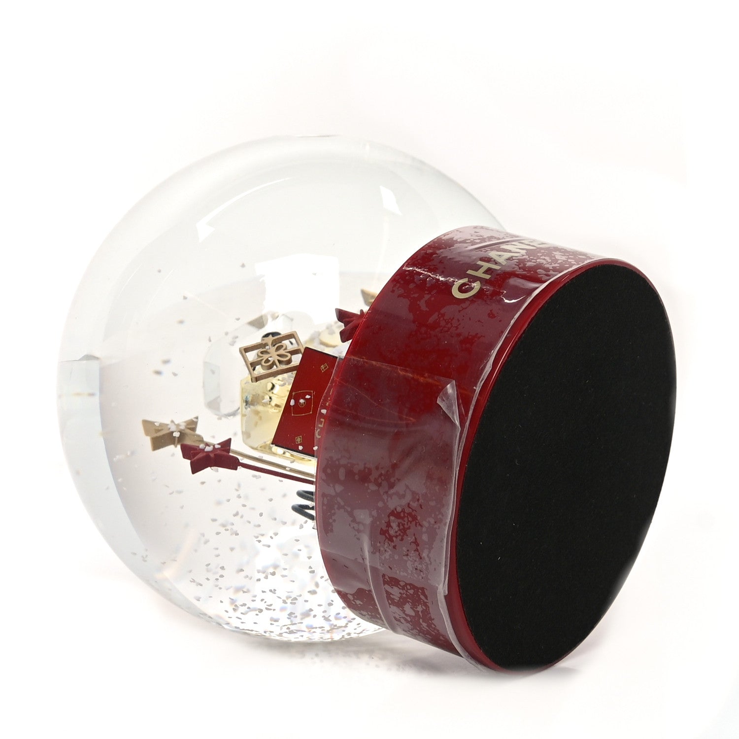 Glass N°5 Perfume Bottle Snow Globe Red