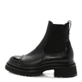 Calfskin Patent Cap Toe Ankle Boots 39.5 Black