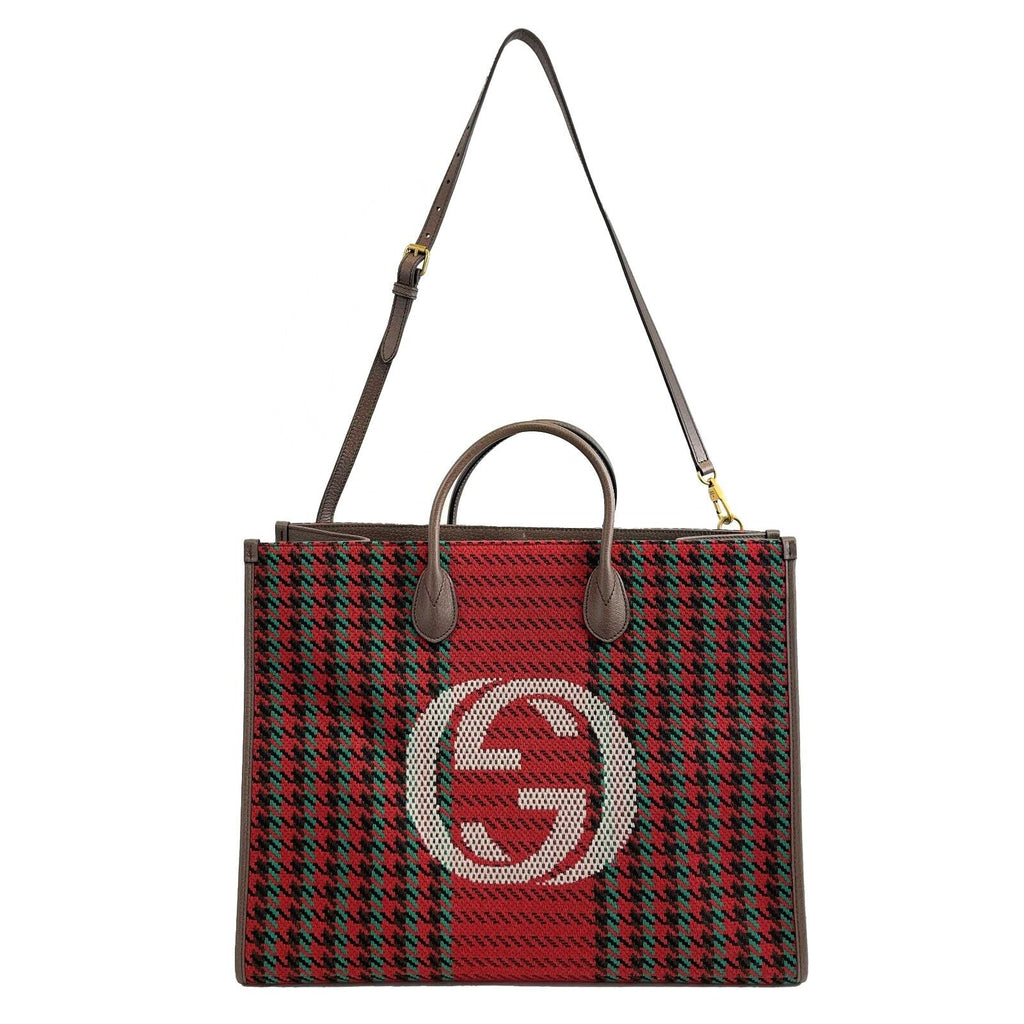 GUCCI - NEW Large Houndstooth GG Tote w / Shoulder Strap