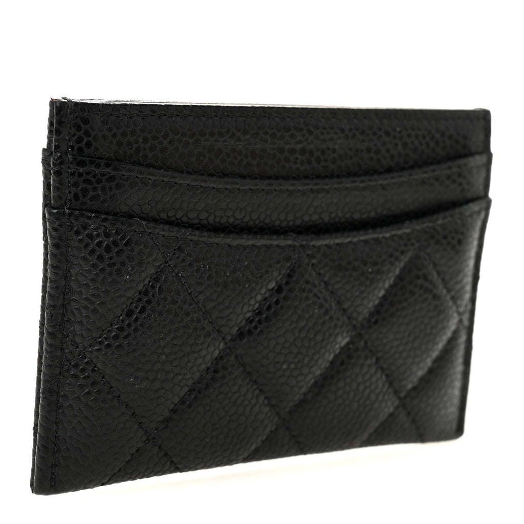 Caviar Quilted Card Holder Black