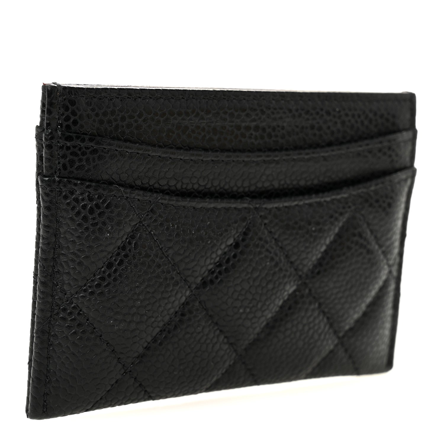 Caviar Quilted Card Holder Black