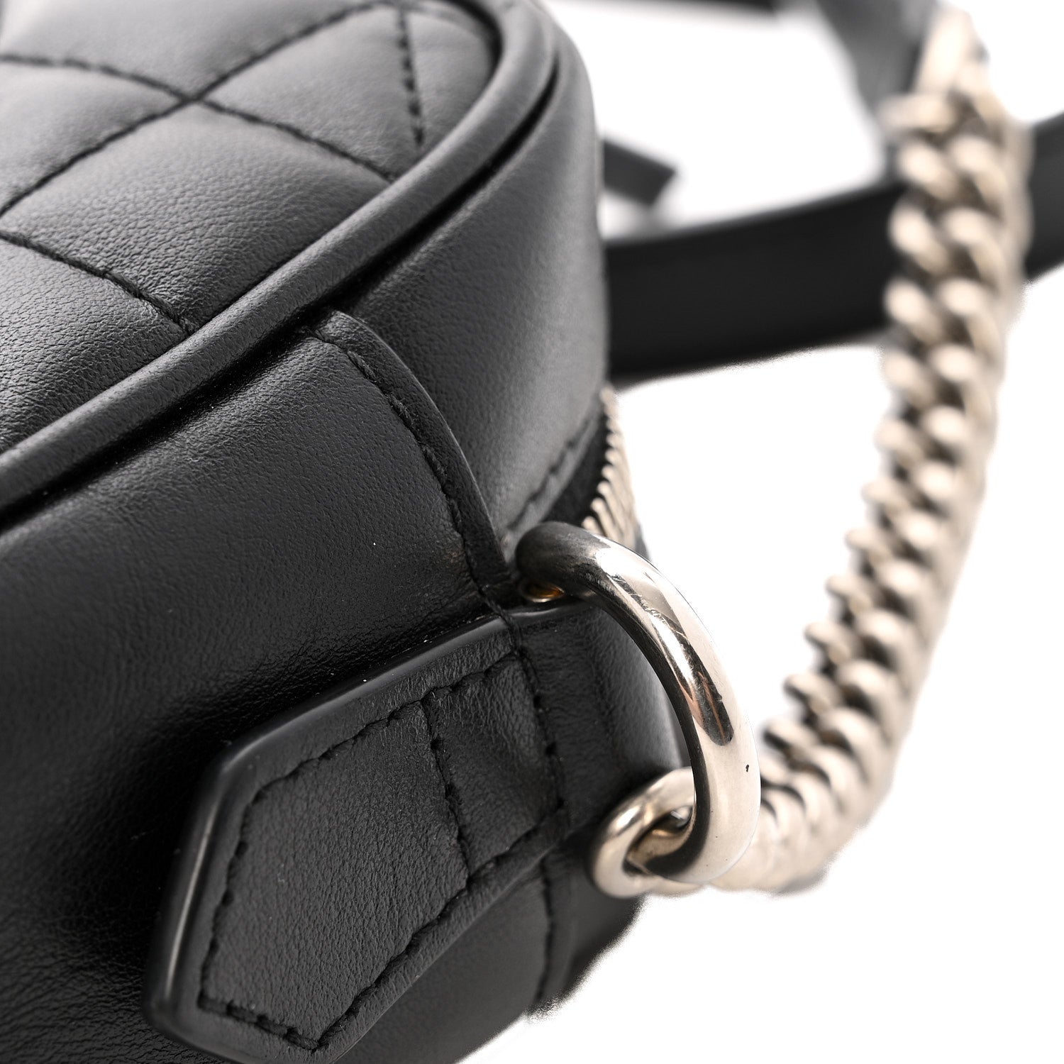 Gucci Calfskin Matelasse Aria GG Marmont Chain Shoulder Bag Black