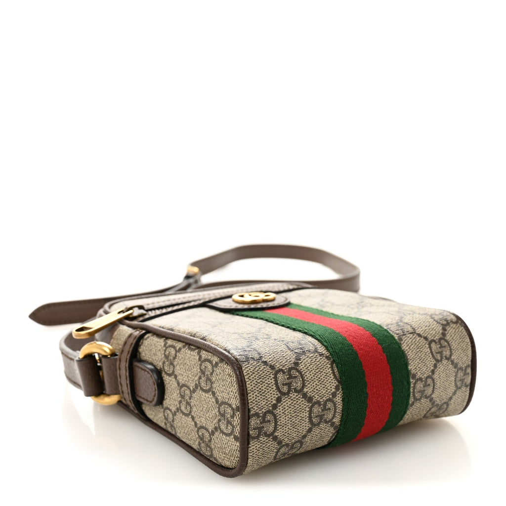 Gucci GG Supreme Monogram Web Mini Ophidia Messenger Brown
