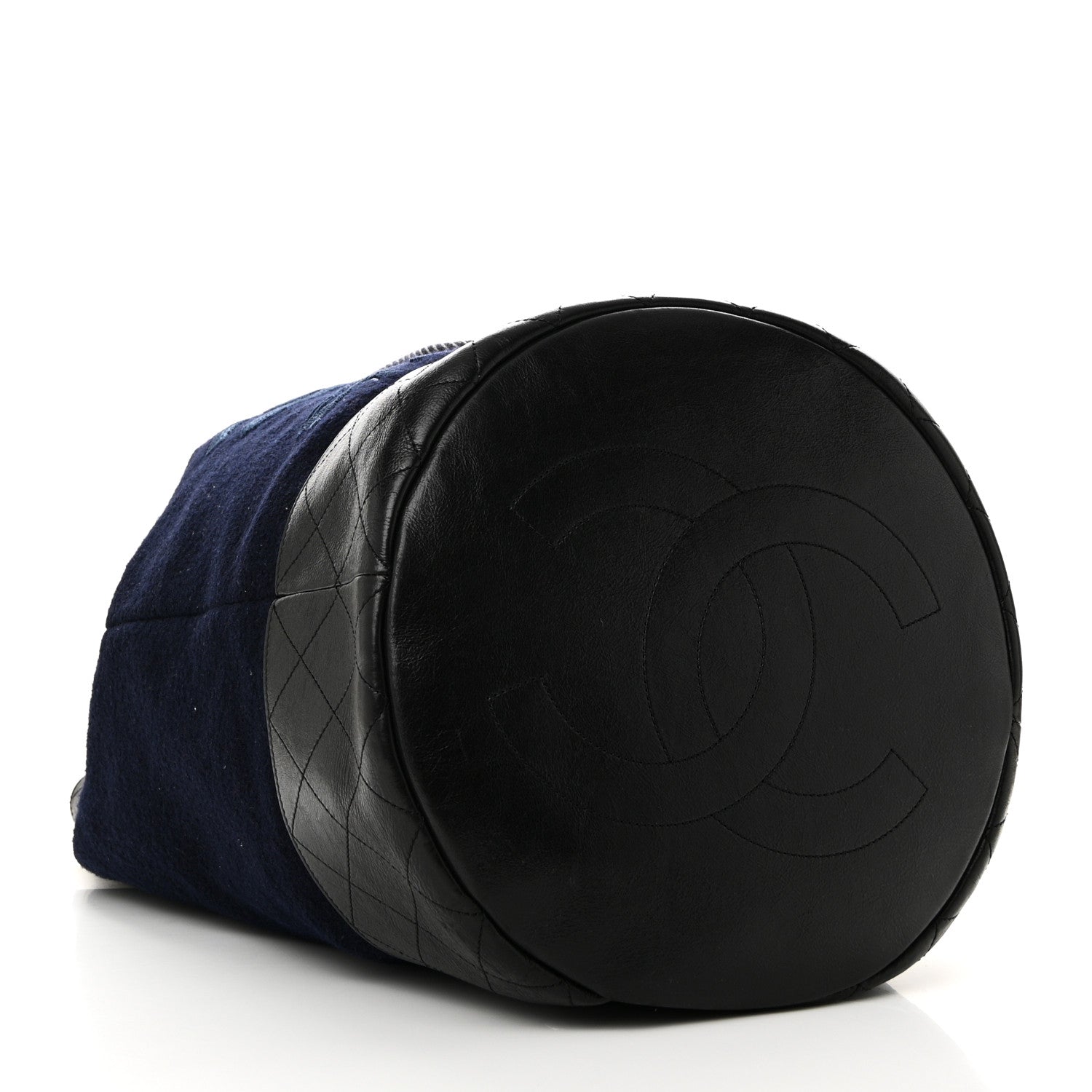 Chanel Wool Calfskin Embroidered Paris Hamburg Drawstring Backpack Navy Blue