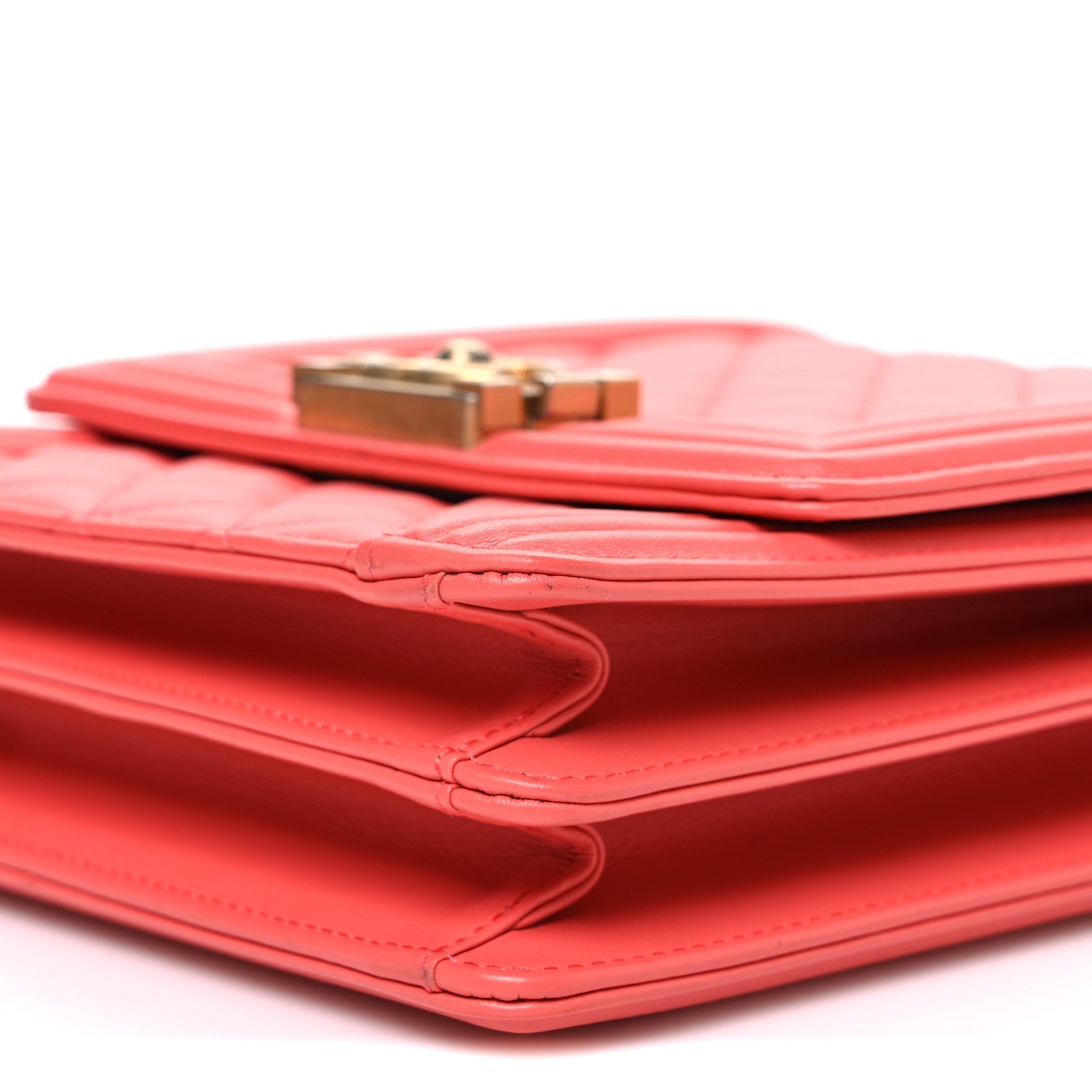 Chanel Calfskin Quilted North South Boy Flap Coral