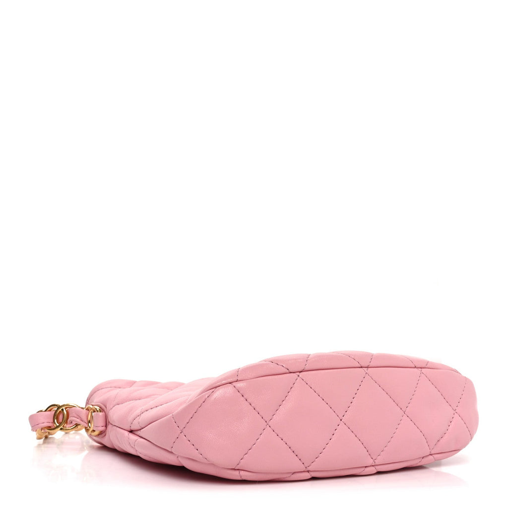 Chanel Lambskin Quilted CC Links Hobo Light Pink