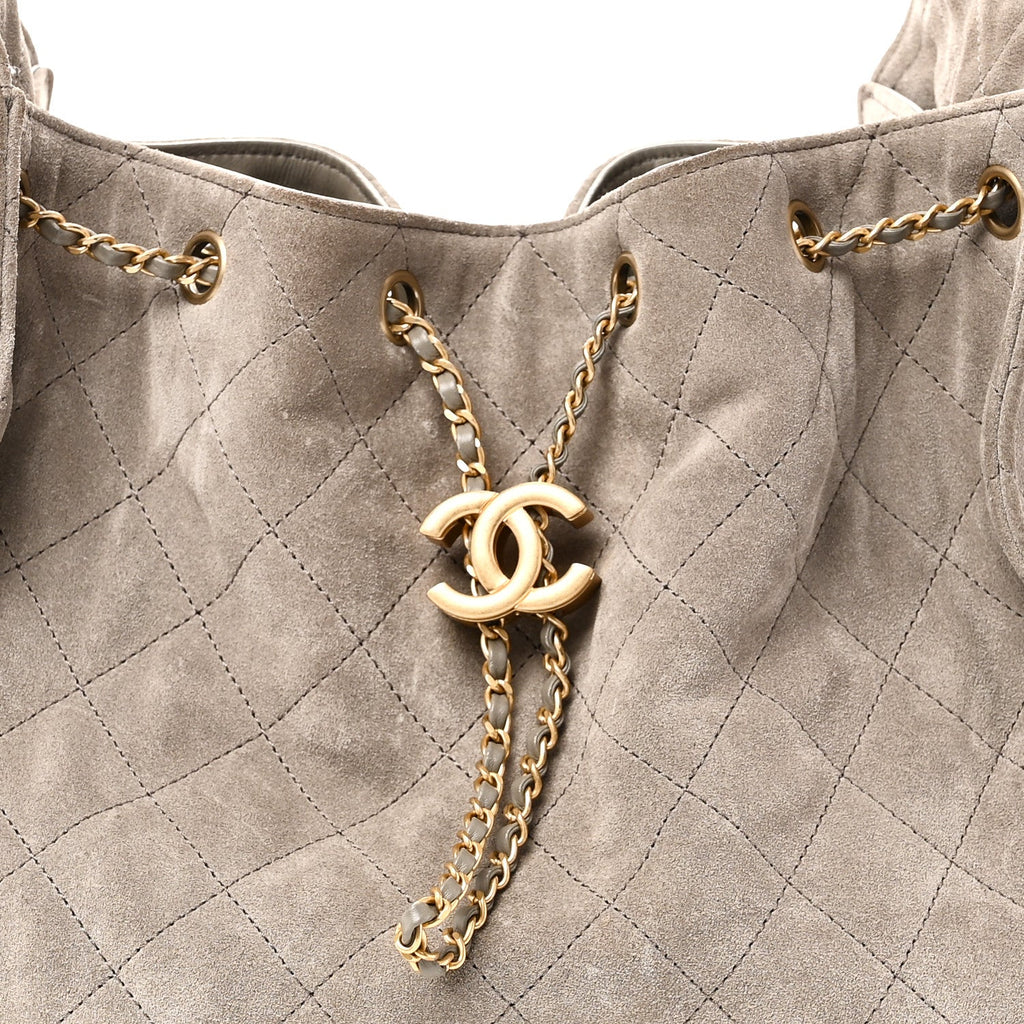 Chanel Suede Quilted Medium Chanel 25 Handbag Grey