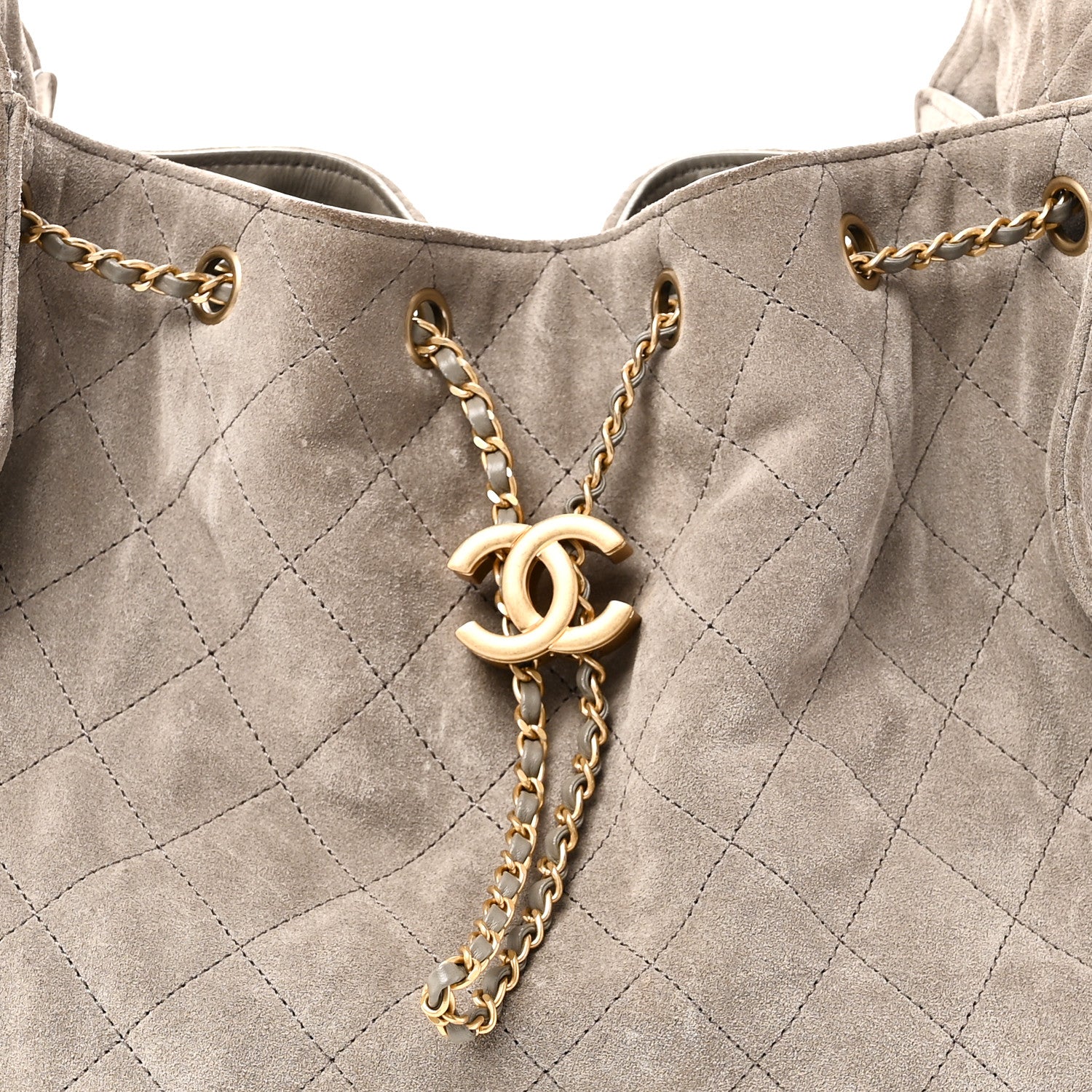 Chanel Suede Quilted Medium Chanel 25 Handbag Grey
