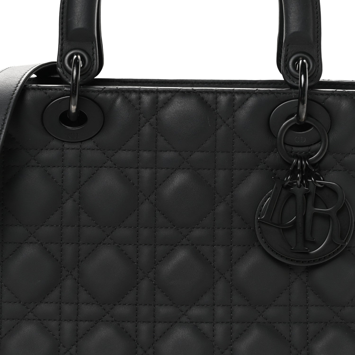 Christian Dior Ultra Matte Calfskin Cannage Medium Lady Dior Black