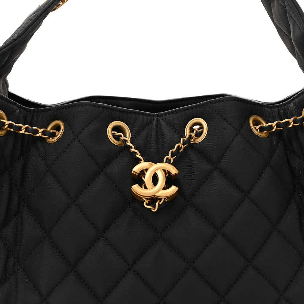 Chanel Canvas Quilted Small Chanel 25 Handbag Black