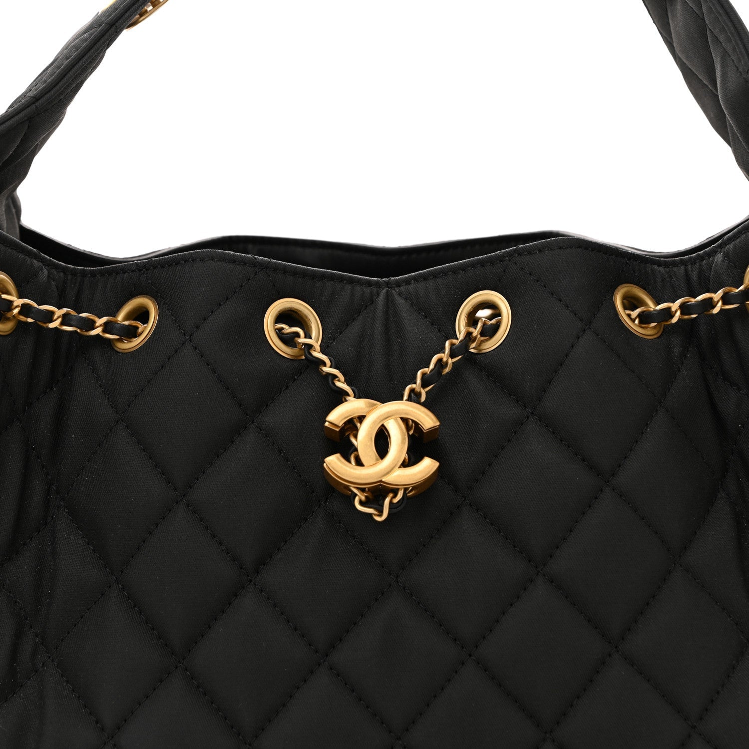 Chanel Canvas Quilted Small Chanel 25 Handbag Black