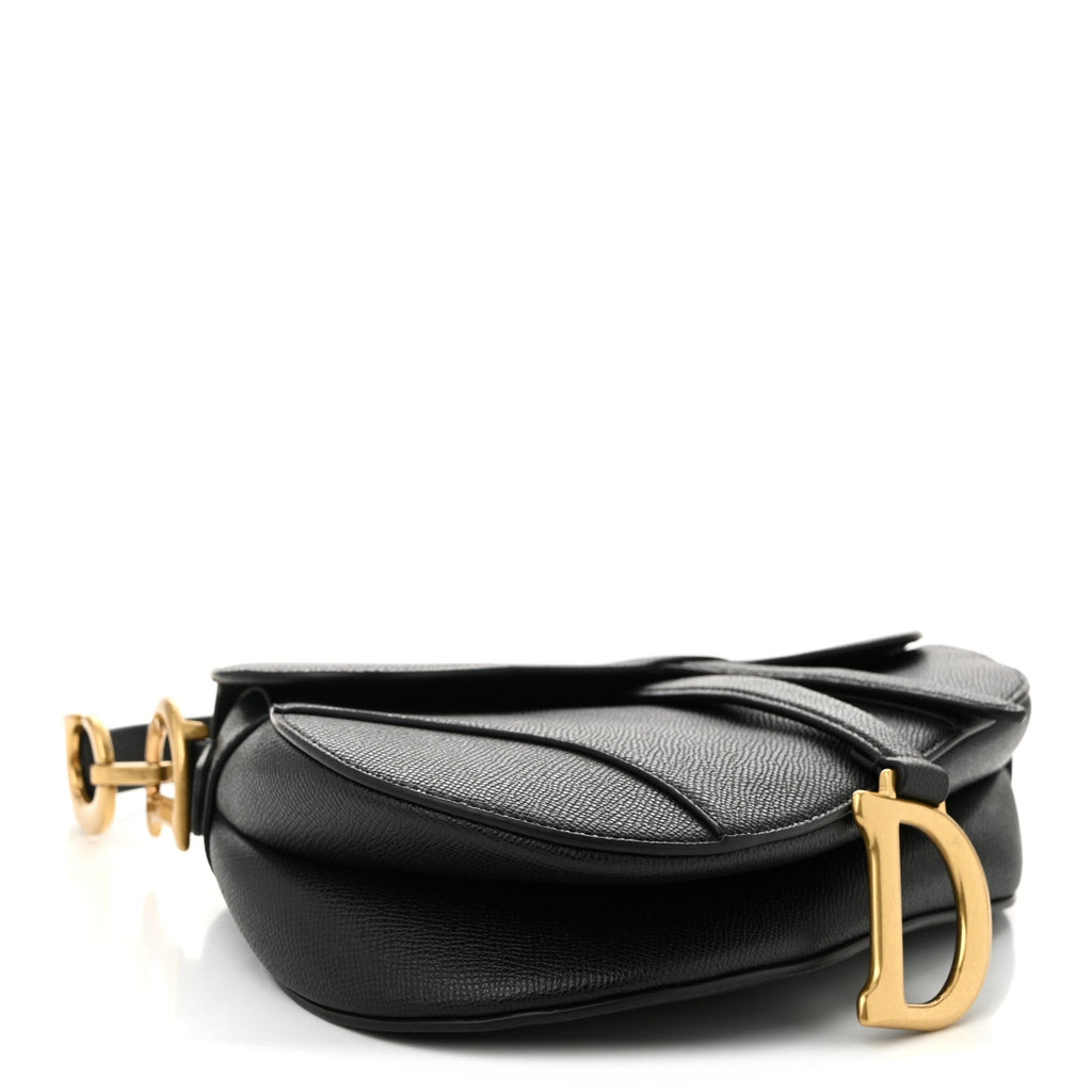 Christian Dior Grained Calfskin Saddle Bag Black
