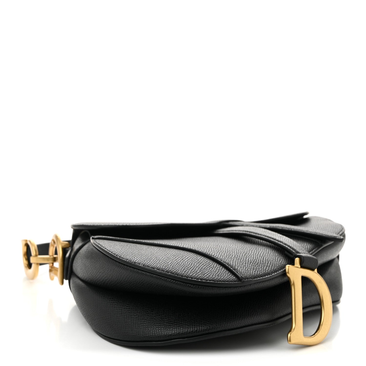 Christian Dior Grained Calfskin Saddle Bag Black