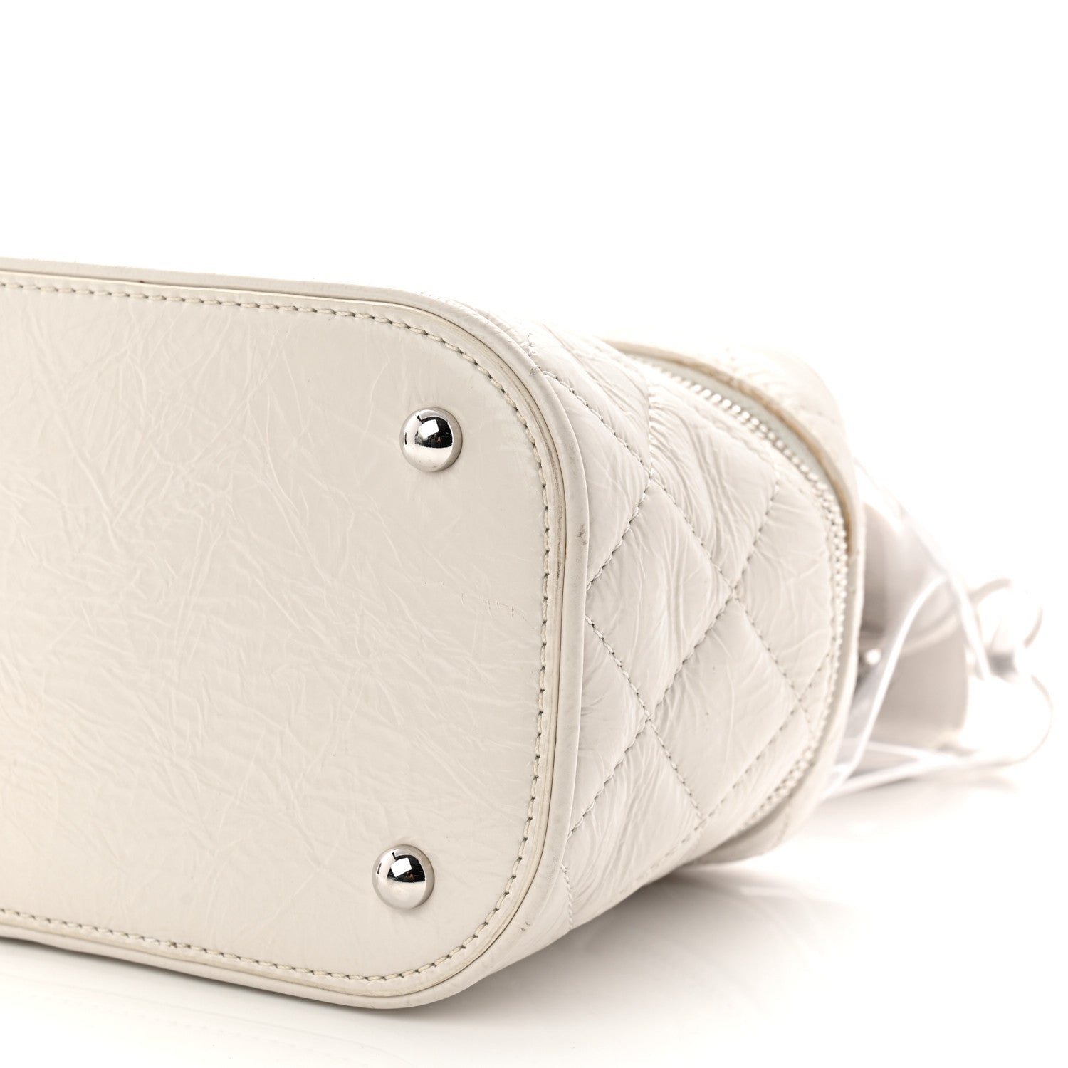 Chanel Crumpled Calfskin PVC Quilted Flap White