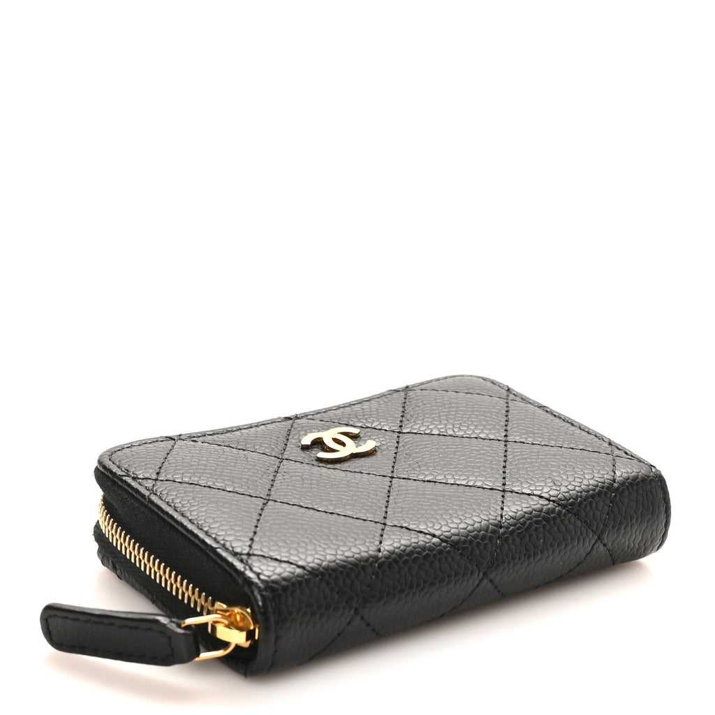 Caviar Quilted Zip Coin Purse Black