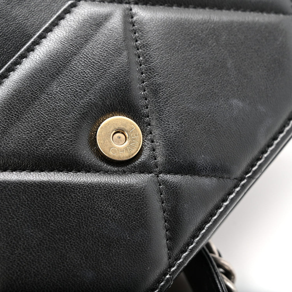 Chanel Lambskin Quilted Chanel 19 Wallet On Chain WOC Black