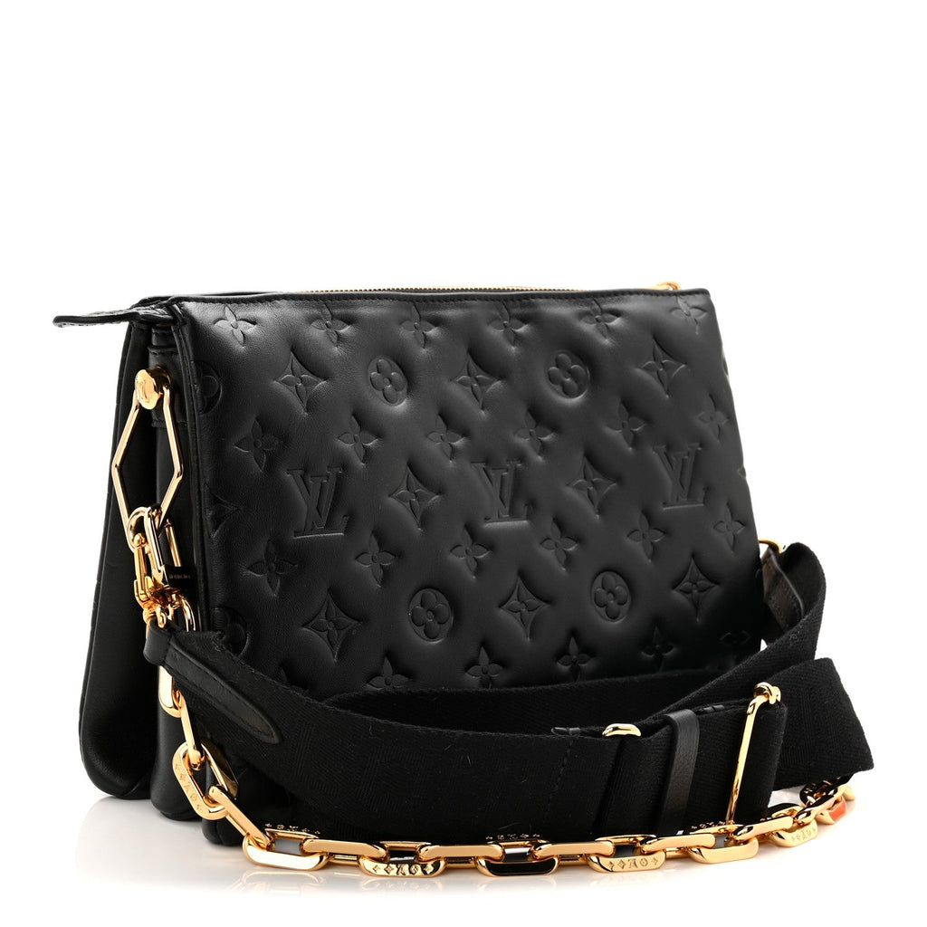 Louis Vuitton Lambskin Embossed Monogram Coussin PM Black