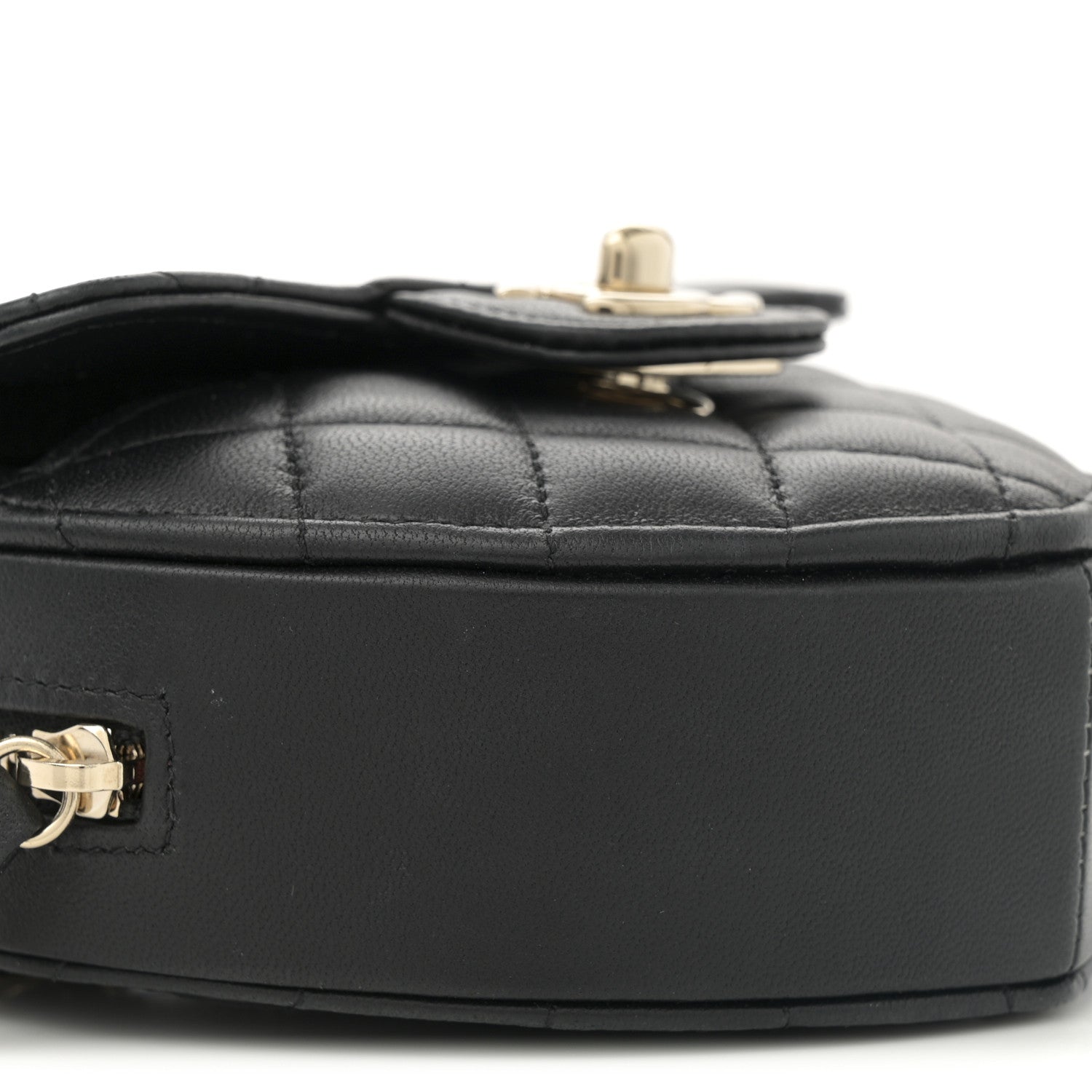 Chanel Lambskin Quilted CC In Love Heart Clutch With Chain  Black