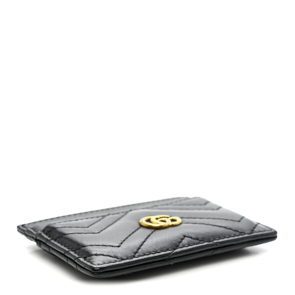 Gucci Calfskin Matelasse GG Marmont Card Holder Black