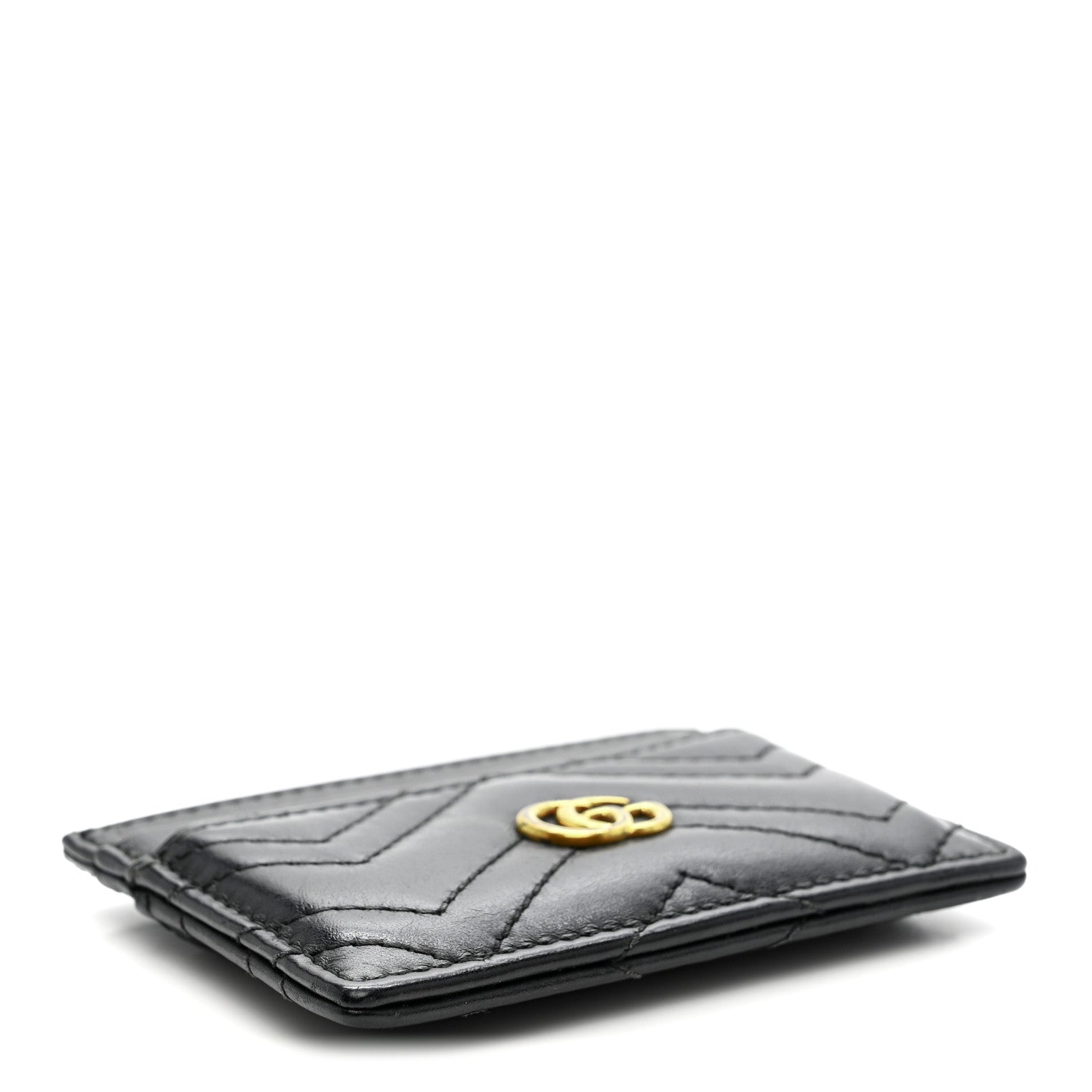 Gucci Calfskin Matelasse GG Marmont Card Holder Black