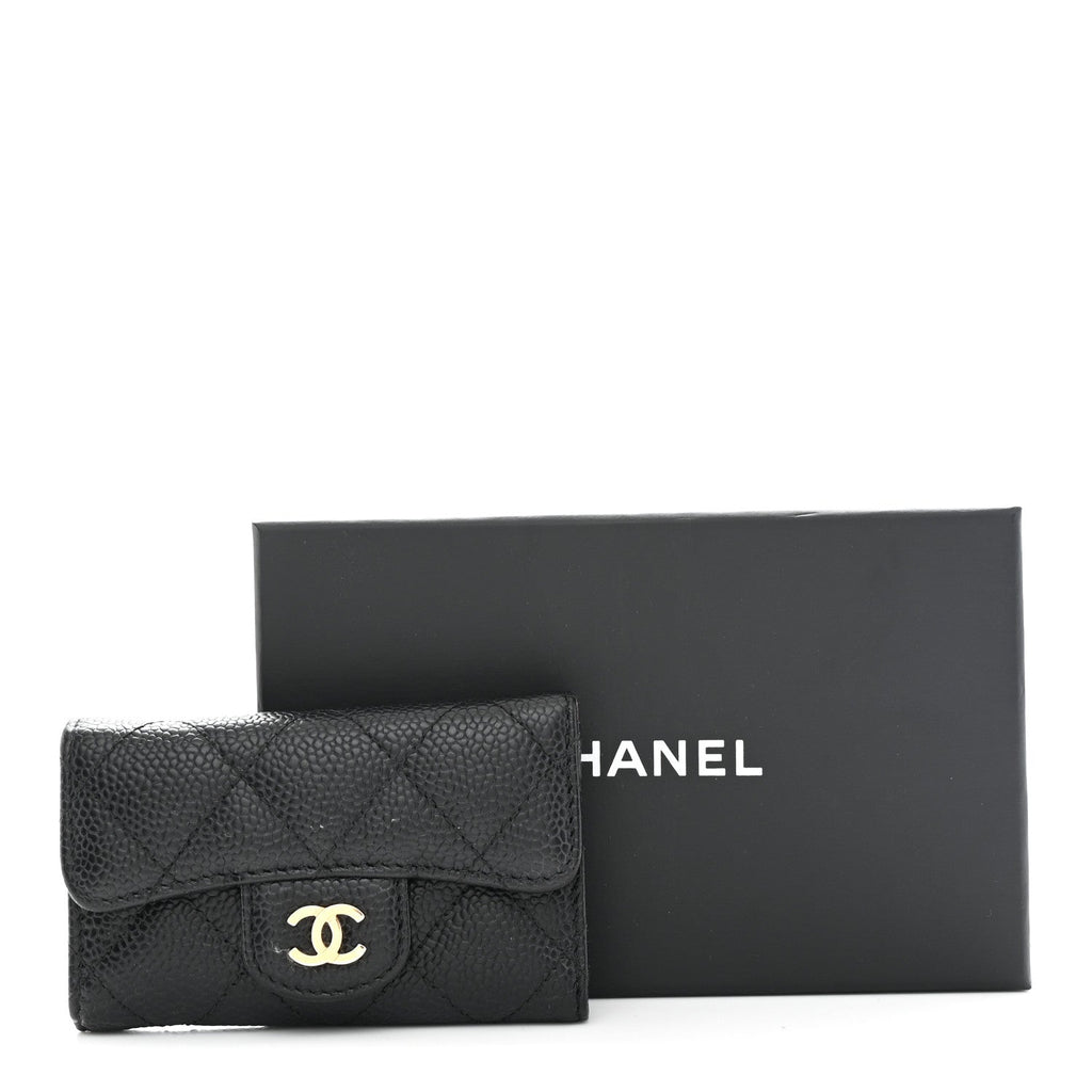 Caviar Quilted 6 Key Holder Black