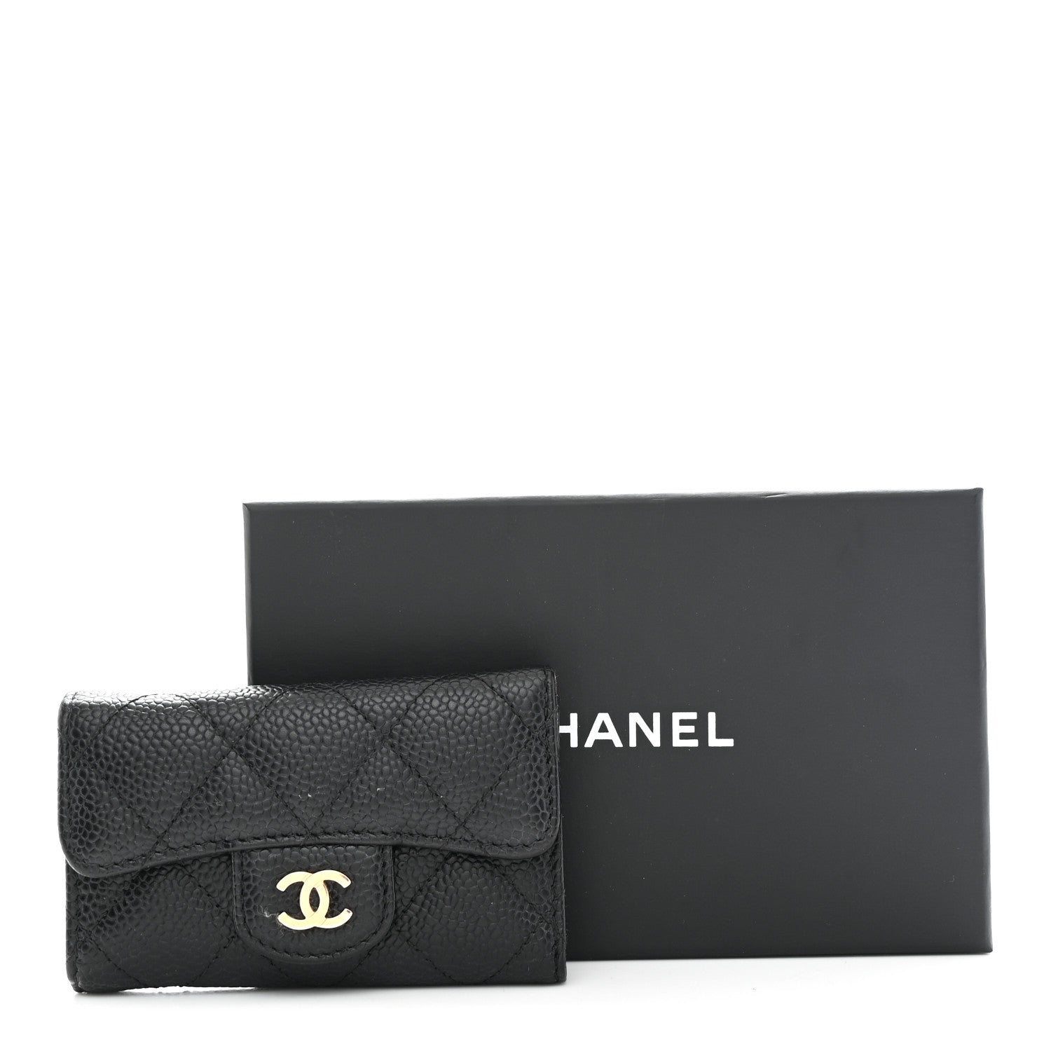 Caviar Quilted 6 Key Holder Black