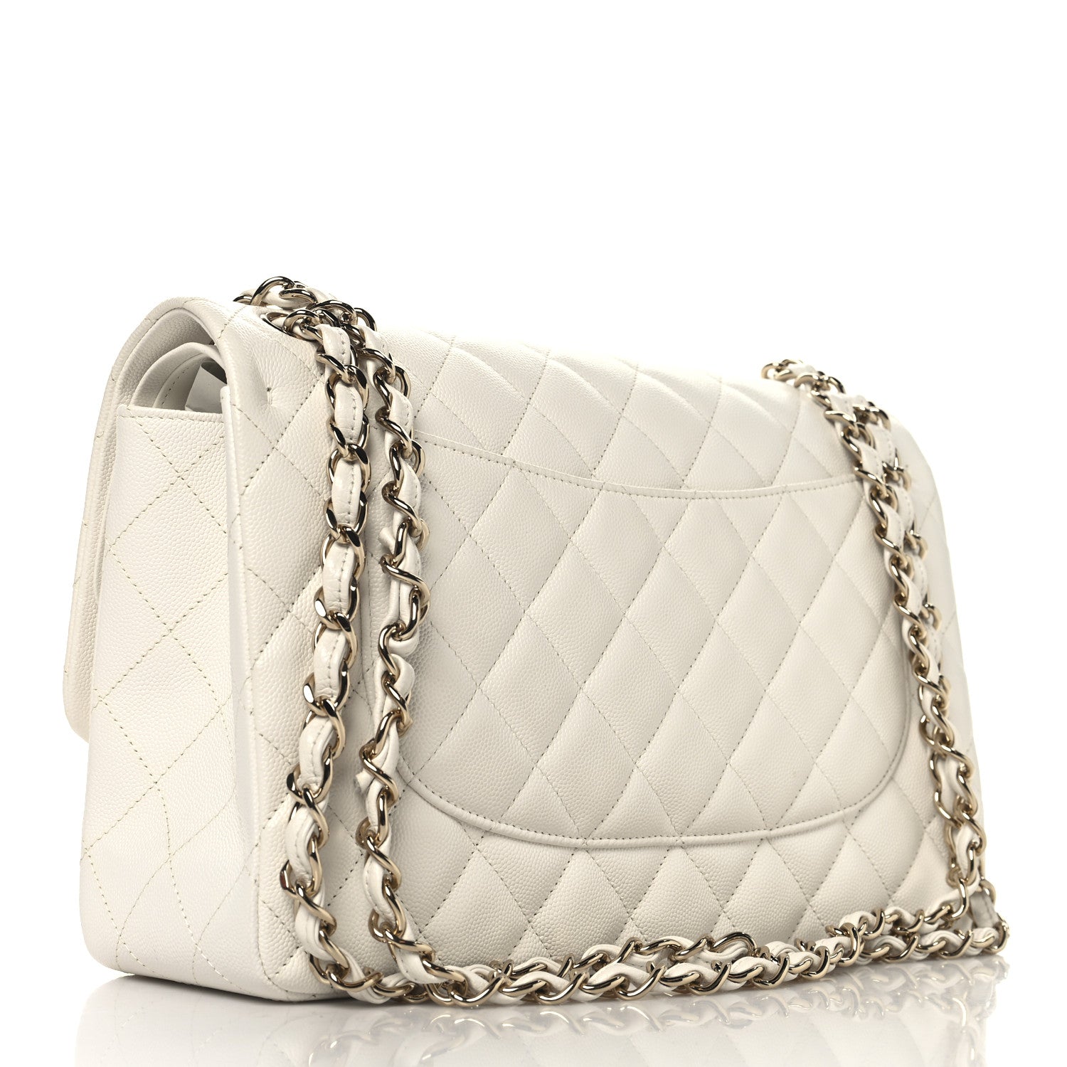 Chanel Caviar Quilted Jumbo Double Flap White