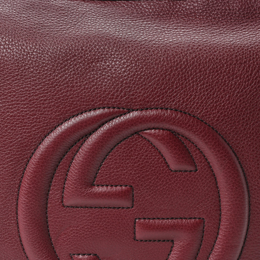 Gucci Pebbled Calfskin Medium Soho Hobo Scarlatto