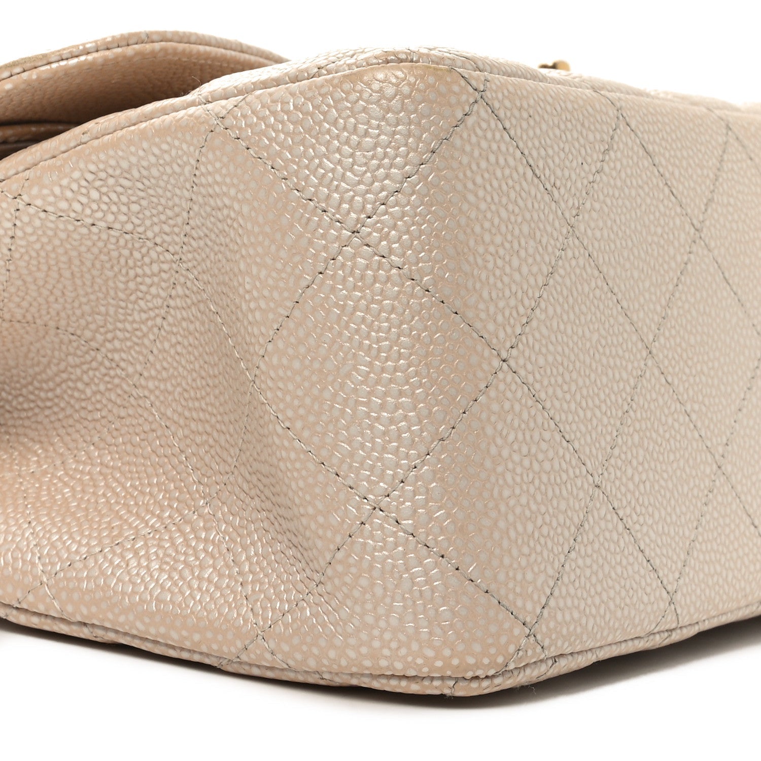 Chanel Iridescent Caviar Quilted Jumbo Double Flap Beige