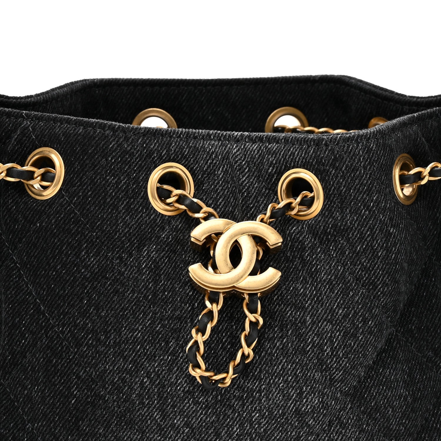 Chanel Washed Denim Quilted Mini Chanel 25 Handbag Black