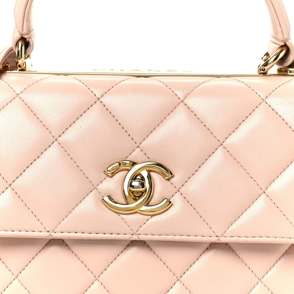 Chanel Lambskin Quilted Small Trendy CC Flap Dual Handle Bag Light Pink