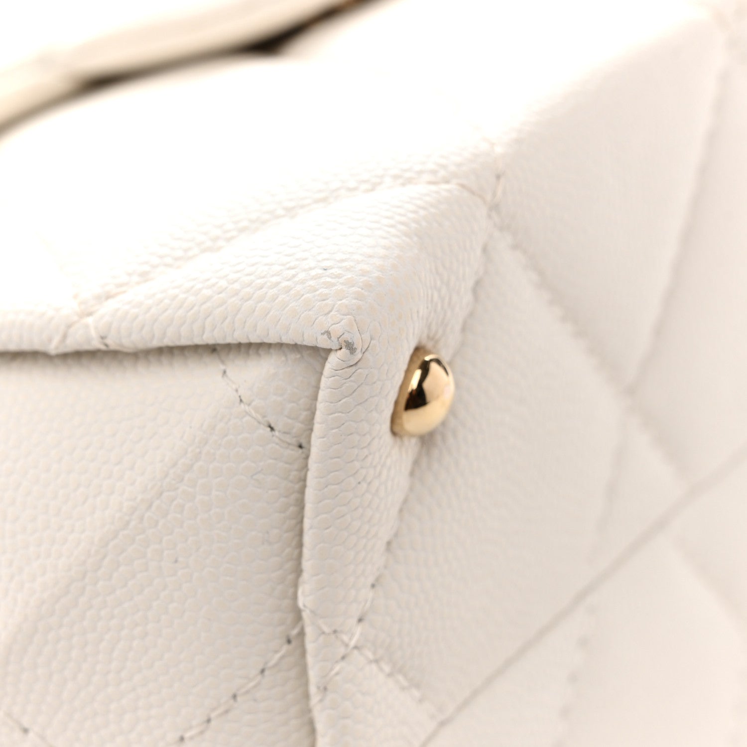 Chanel Caviar Quilted Mini Retro Twist Top Handle Flap White
