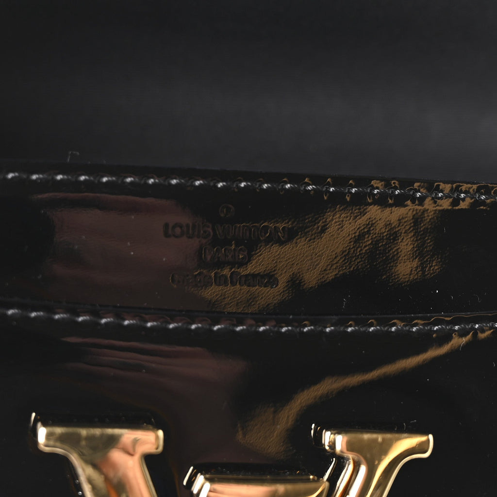 Louis Vuitton Patent Louise PM Chain Clutch Black
