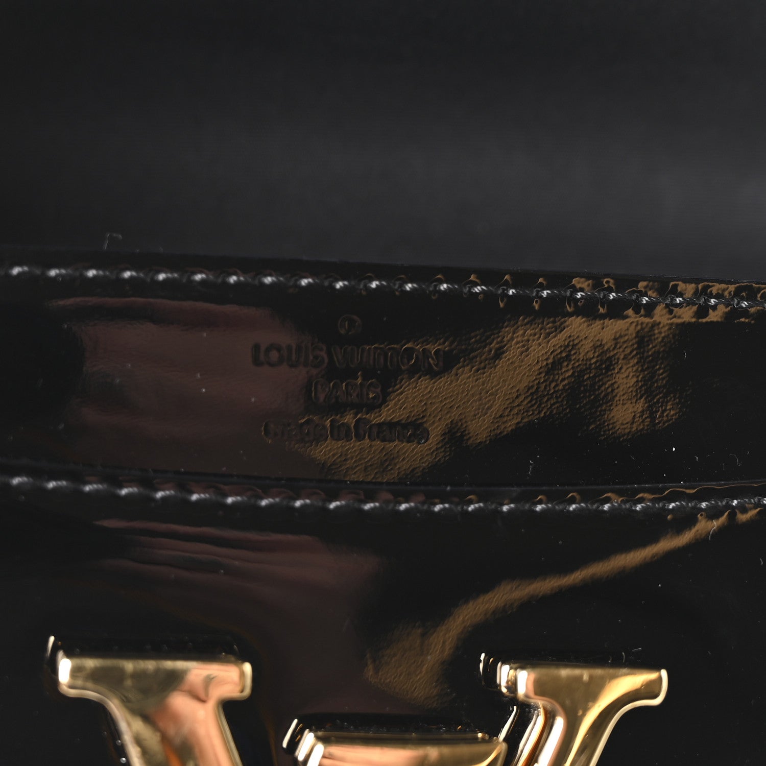 Louis Vuitton Patent Louise PM Chain Clutch Black