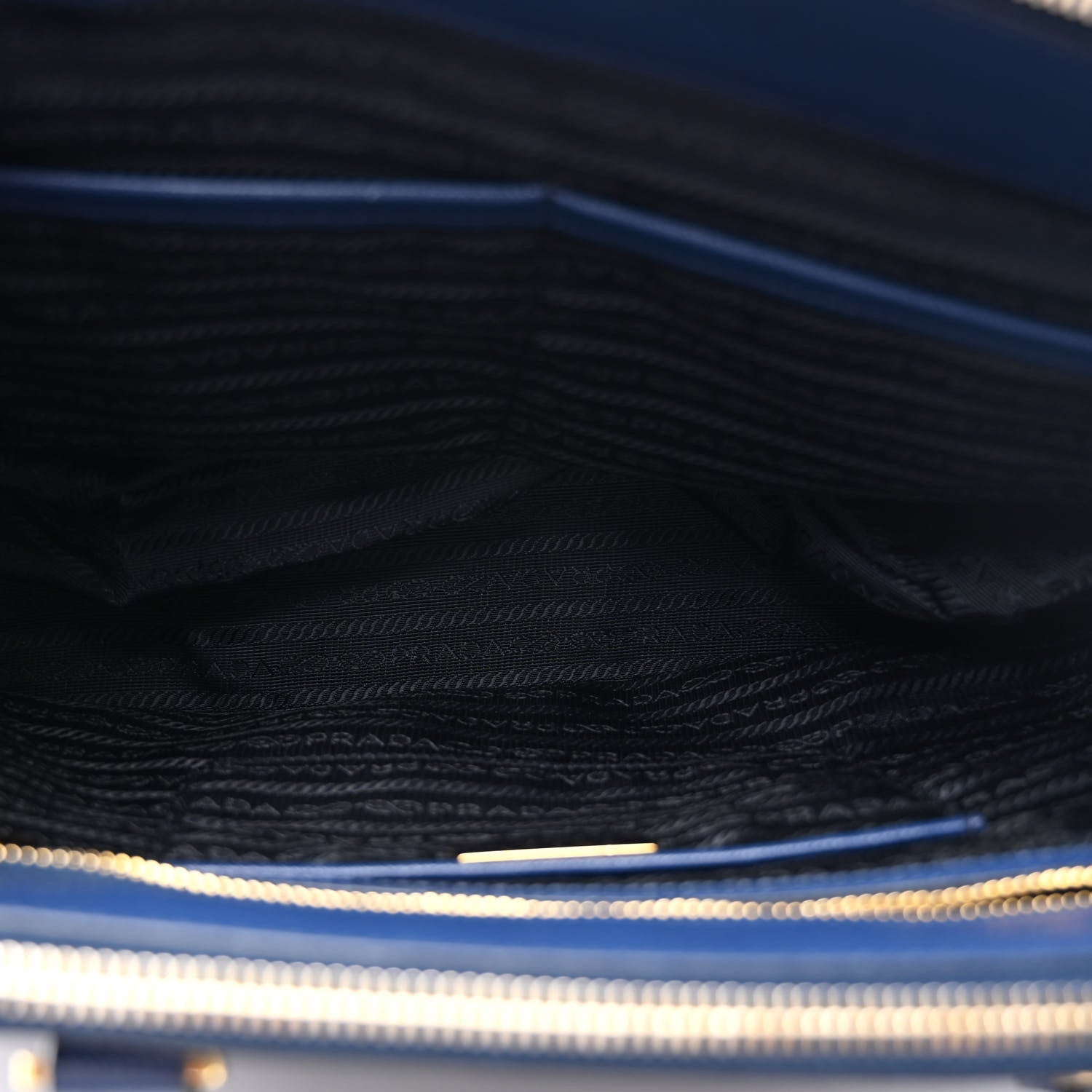 Prada Saffiano Lux Medium Galleria Double Zip Tote Bluette