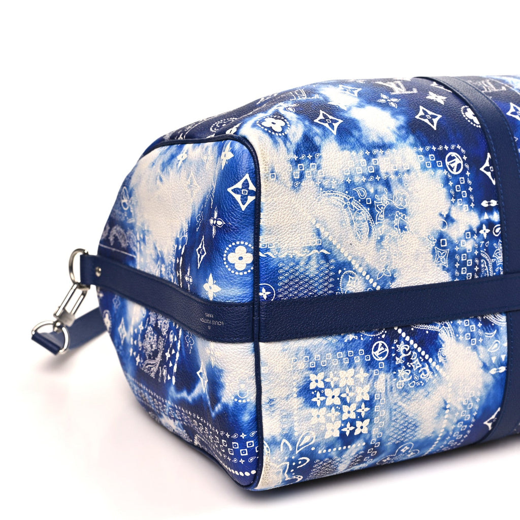 Louis Vuitton Cowhide Monogram Bandana Keepall Bandouliere 50 Blue
