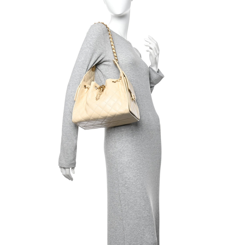 Chanel Caviar Quilted Small Chanel 25 Handbag Light Beige