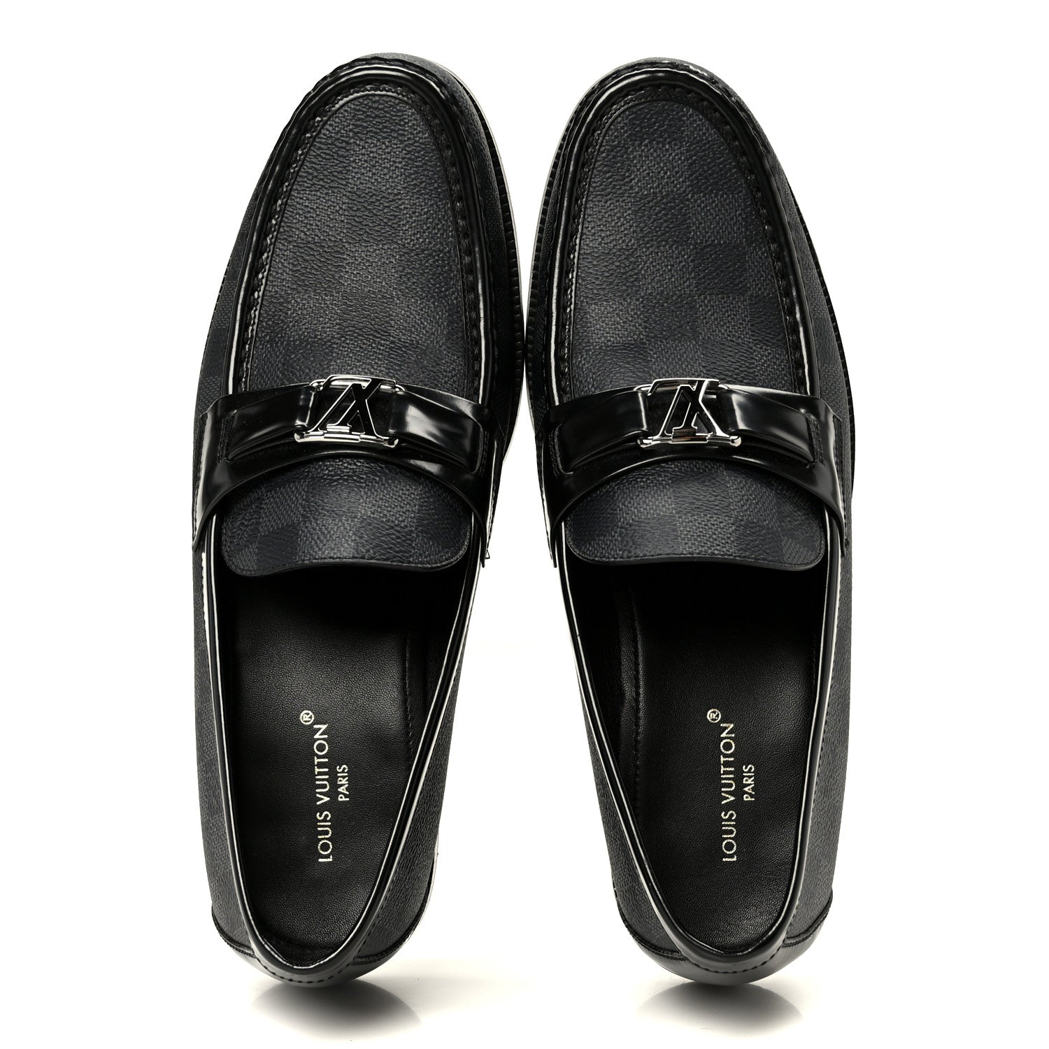 Louis Vuitton Damier Graphite Calfskin Mens Major Loafers 8.5