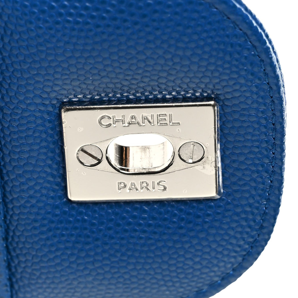 Chanel Caviar Chevron Quilted Jumbo Double Flap Blue