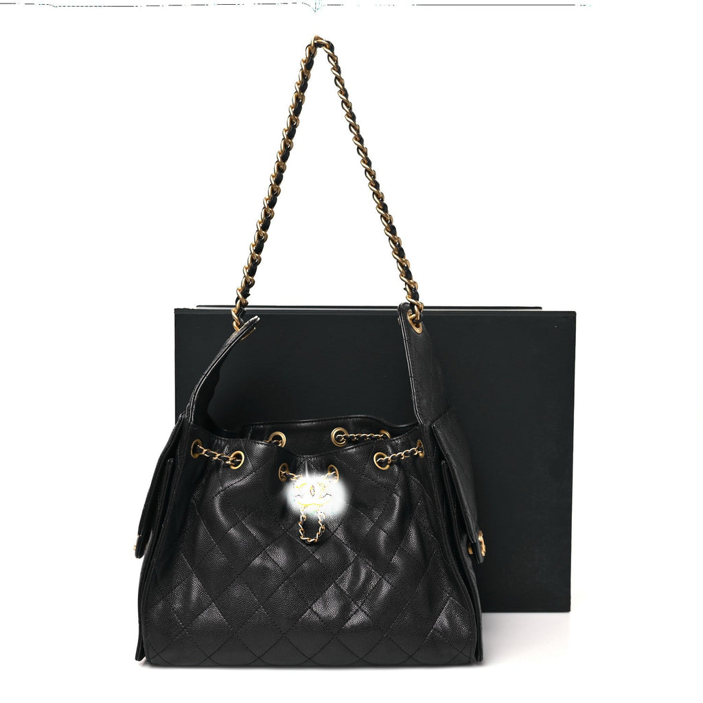 Chanel Caviar Quilted Small Chanel 25 Handbag Dark Navy