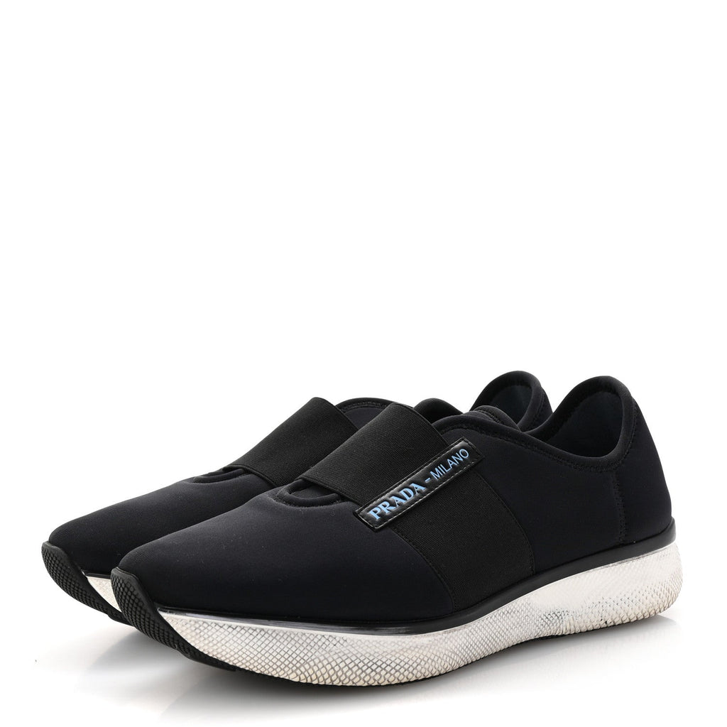 Prada Neoprene Slip On Sneakers 39 Black