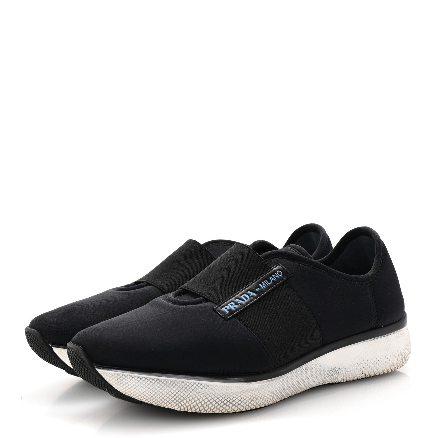 Prada Neoprene Slip On Sneakers 39 Black