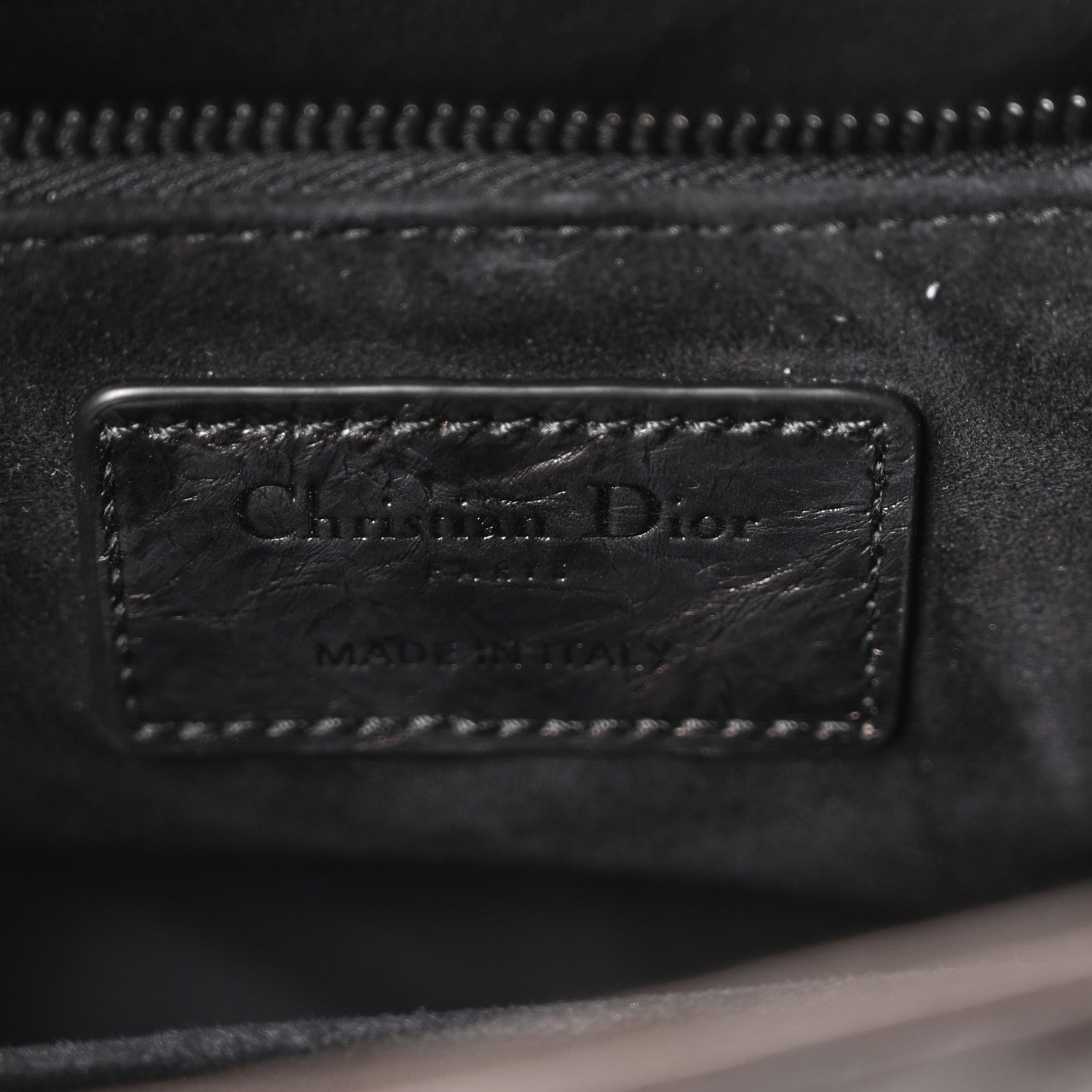 Christian Dior Crinkled Calfskin Cannage Medium Lady Dior Black