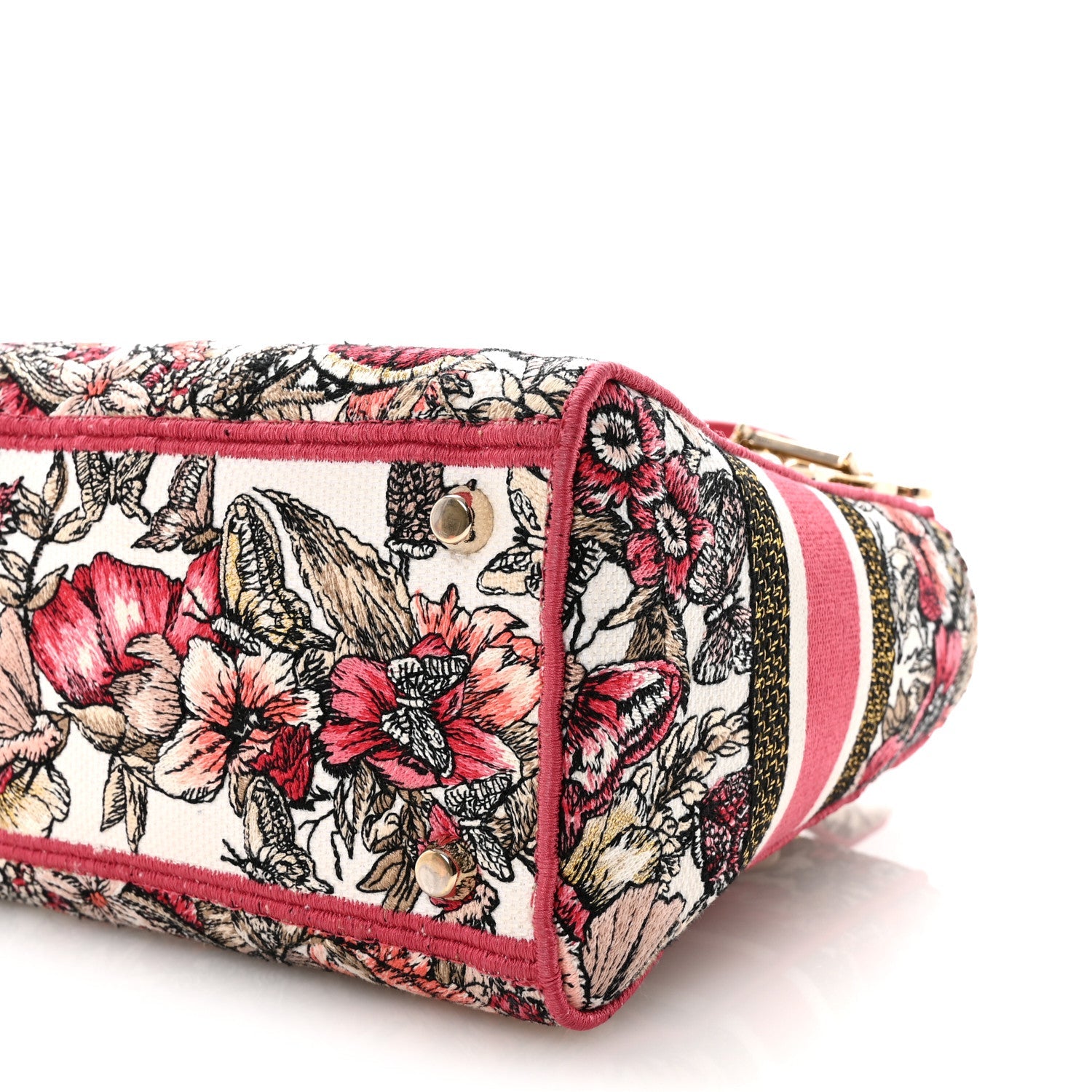 Christian Dior Canvas Embroidered Butterfly Print Medium Lady D-Lite  Multicolor