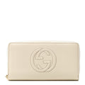 Gucci Pebbled Calfskin Soho Zip Around Wallet Off White