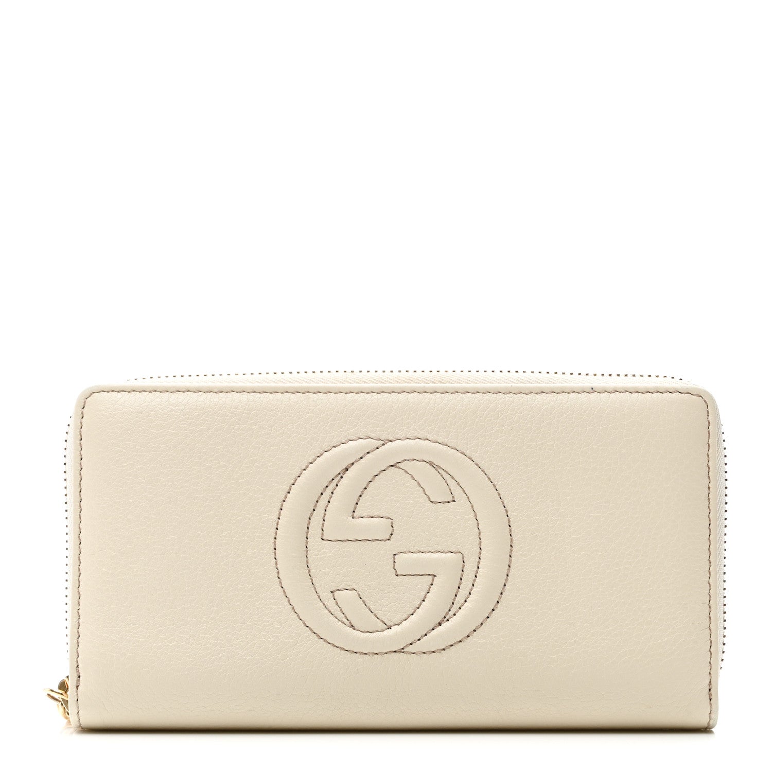 Gucci Pebbled Calfskin Soho Zip Around Wallet Off White