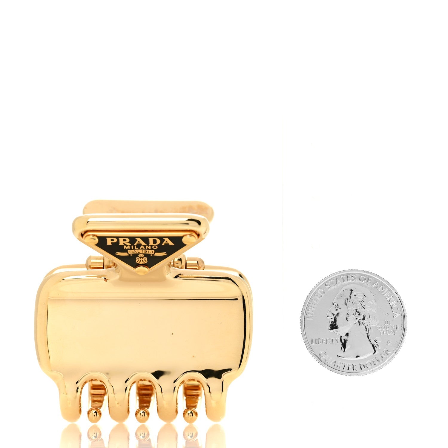 Prada Metal Triangle Mini Hair Clip Gold