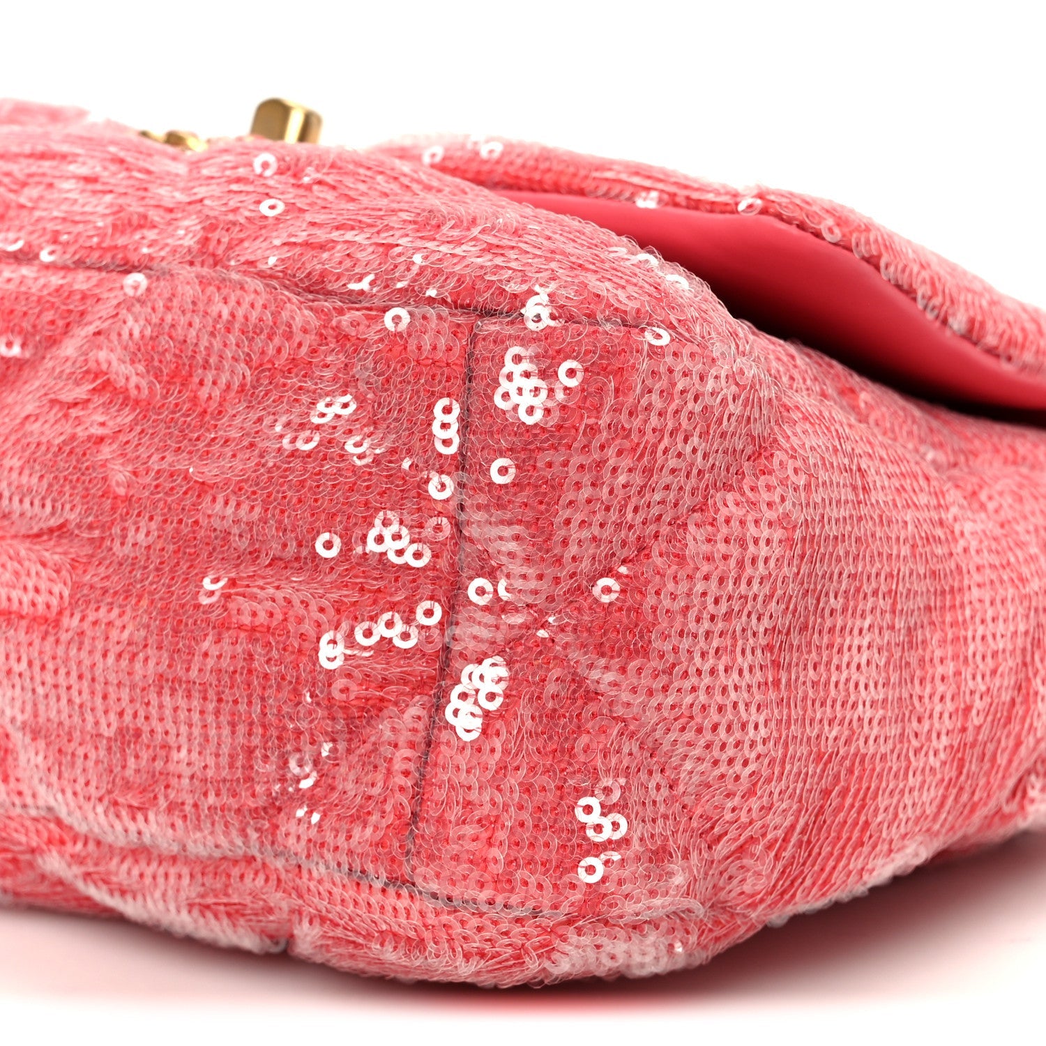 Chanel Sequin Quilted Medium Chanel 19 Flap Coral