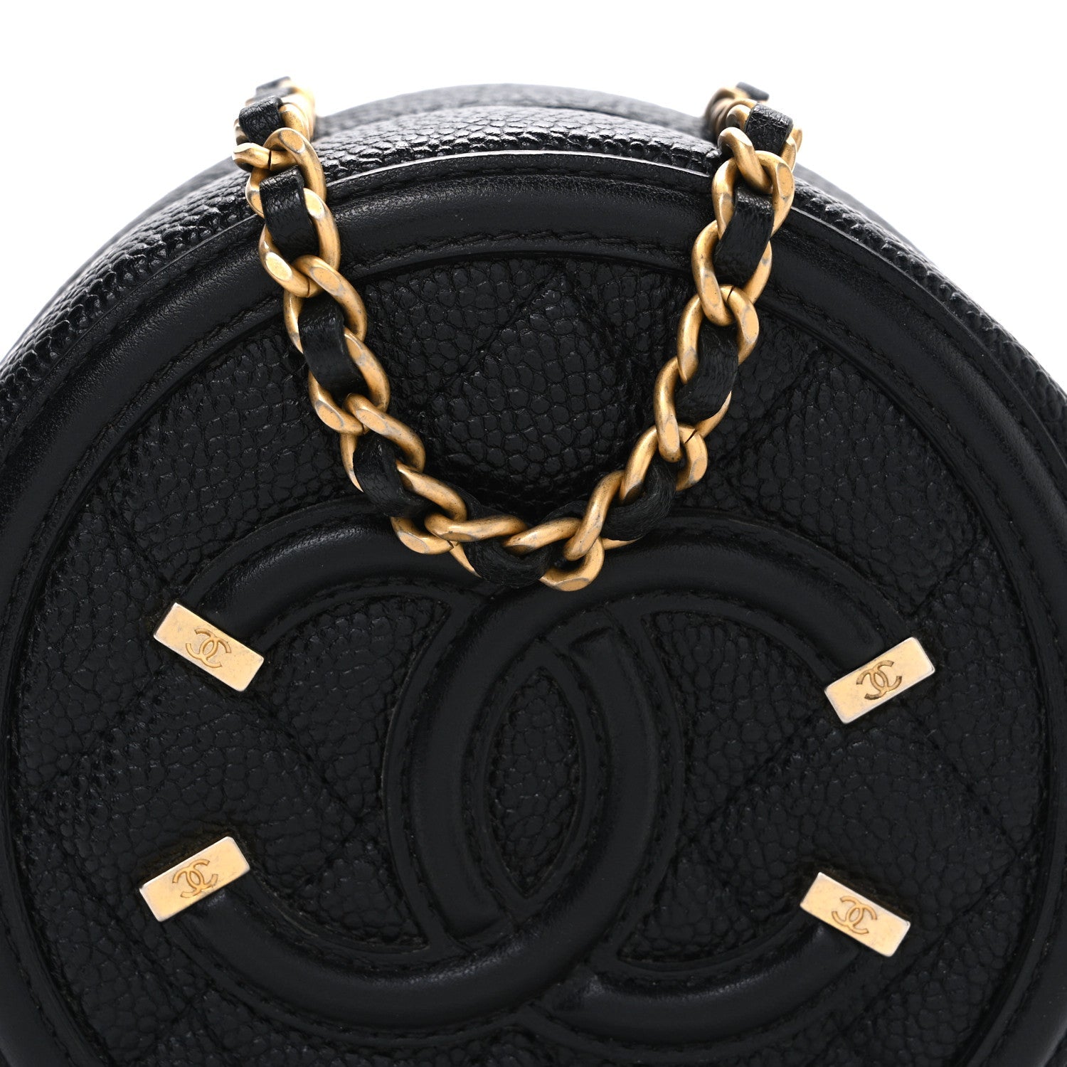 Chanel Caviar Quilted Round Filigree Crossbody Black
