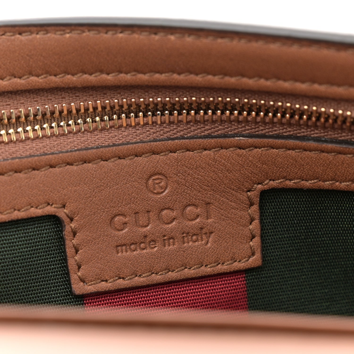Gucci GG Supreme Monogram Textured Calfskin Emblem Super Mini Shoulder Bag Beige Dark Brown